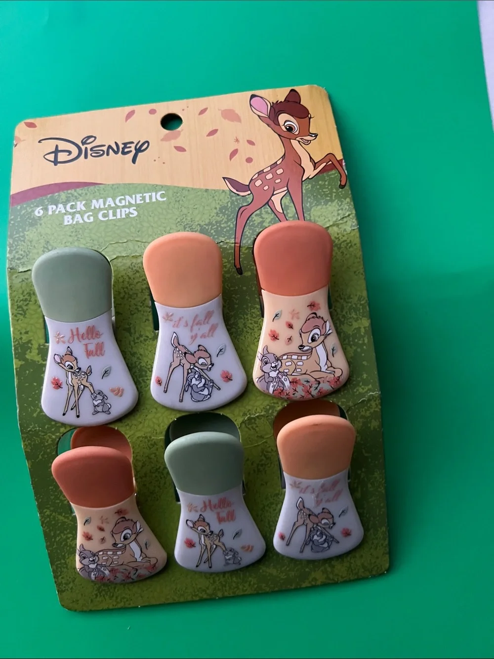 Disney Bambi Magnetic Bag Clips — Green, Peach, Coral